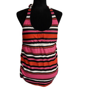 𝅺OH Baby by Motherhood maternity colorful striped halter tankini size 14